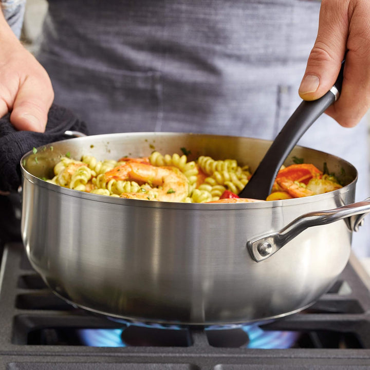 KitchenAid 71011 3-Ply Base Bratentopf aus gebürstetem Edelstahl mit Deckel Kasserolle (4 Quart), Ka