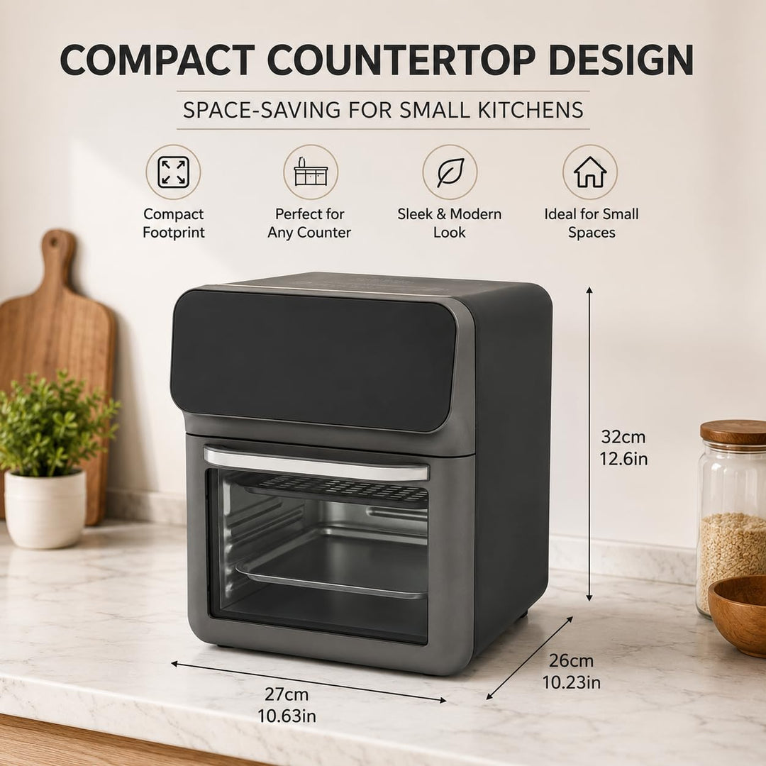 13L Backofen Pizzaofen 1350W Elektrobackofen mit LCD-Touchscreen | Umluft Multifunktionsofen, Ofenha
