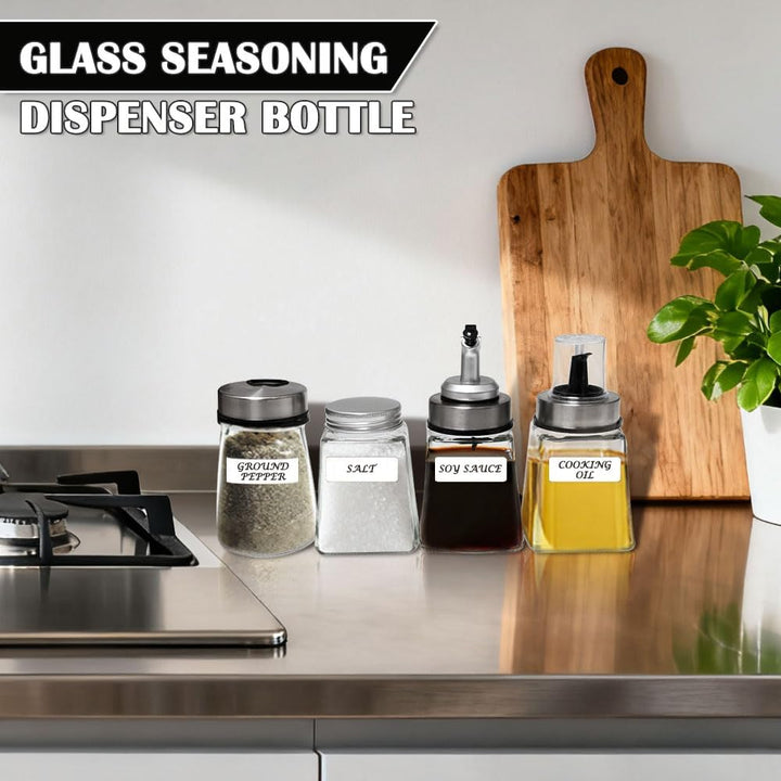 4 Stück 180ml Ölflasche Glas Essigspender Glas Auslaufsichere Ölspender mit Ausgiesser Essig Flasche
