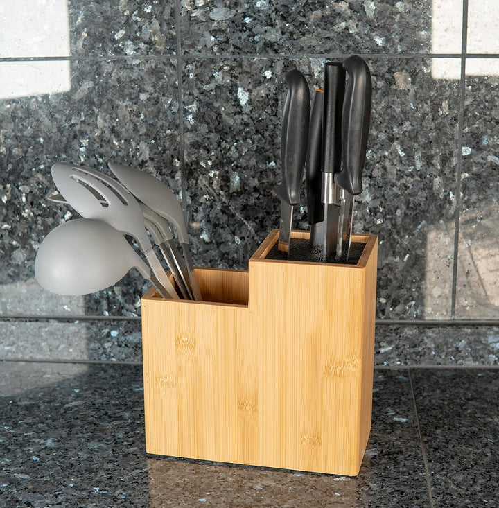 Presar Bambus Messerblock ohne Messer - Holz Messerhalter & Organizer für Küchenmesser, Besteck, Koc