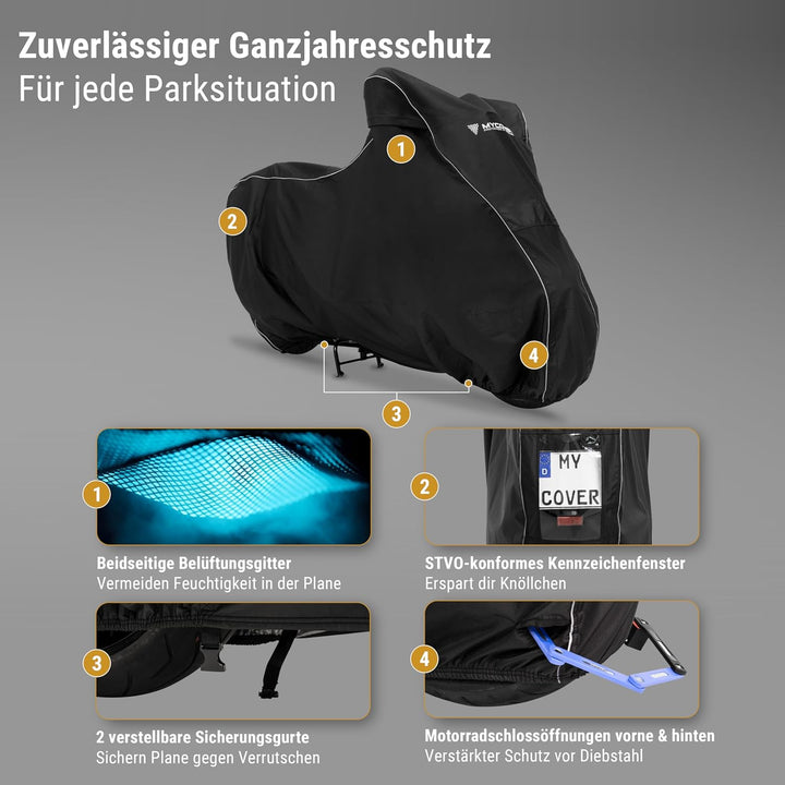 MYCOVER handgefertigte Premium Roller Abdeckplane -von Bikern für Biker- Vespa Abdeckplane Outdoor m