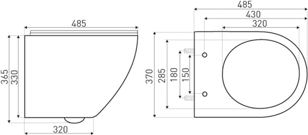 KOLMAN Wand-WC Delos Spülrandloses Weiss mit Slim Soft-close Absenkautomatik Deckel und Schallschutz