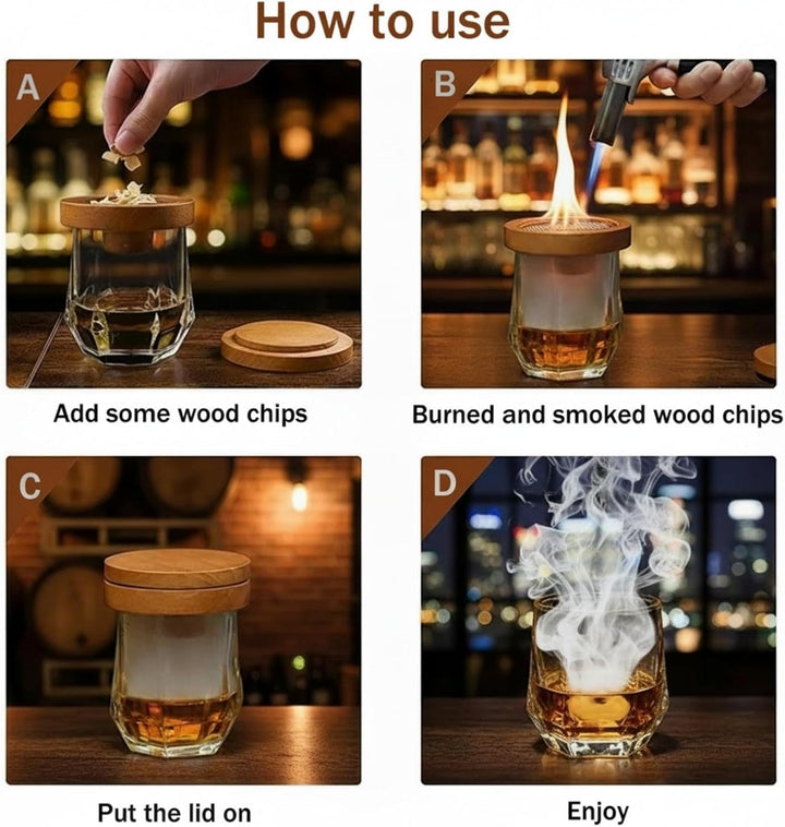 Cocktail Räucher-Set – Whisky Räuchersystem mit 8 Holzsorten & Zubehör – Flygragon Professioneller S