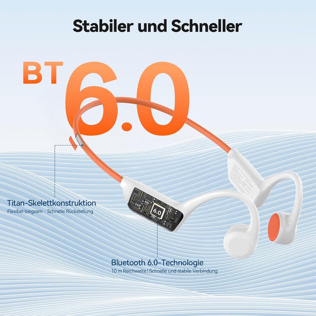 TECKNET Knochenschall Kopfhörer Bluetooth, Bone Conduction Headphones mit Mikrofon, Open Ear Sport K