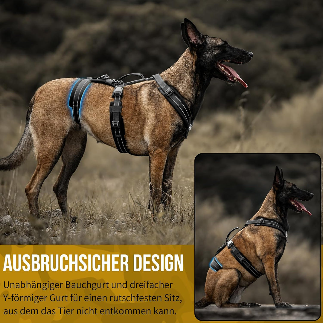 OneTigris Hundegeschirr, HOUNDLOCK Taktisches Geschirr Ausbruchsicher Einstellbar Weich Gepolstert B