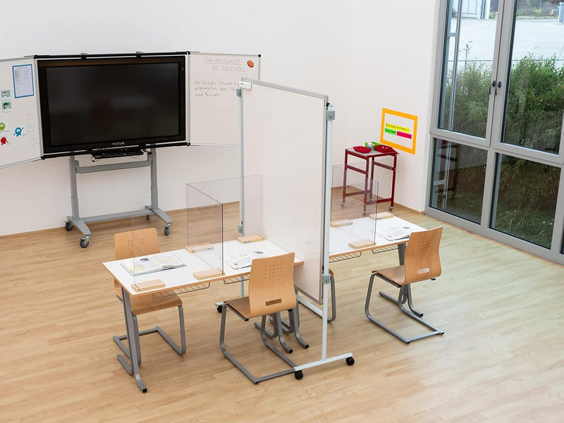 Betzold - Trennwand-Tafel Whiteboard mit 2 Stativen - Einhängetafel Memo-Board Legierter Stahl, Legi