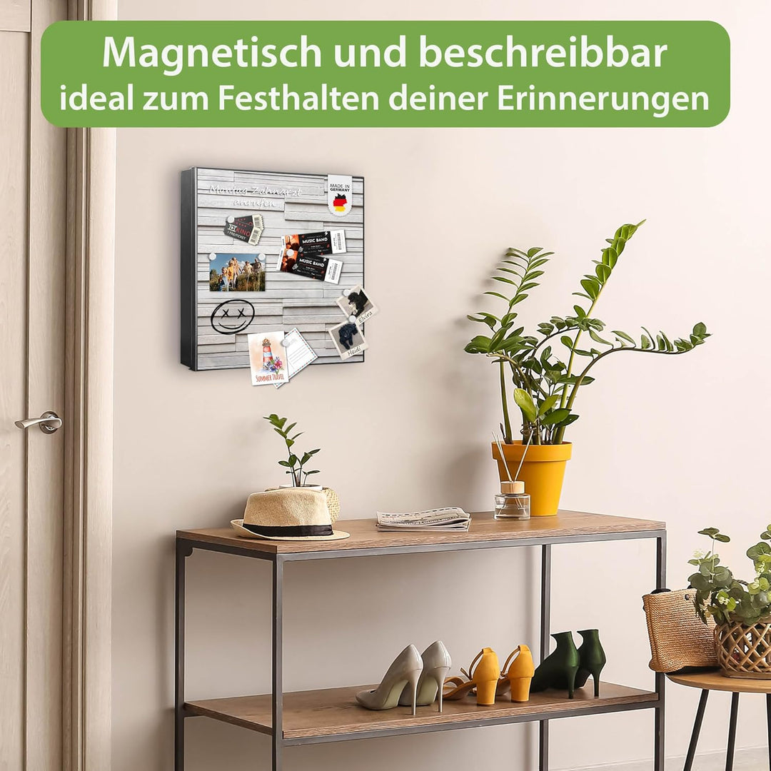 banjado® Grosser Schlüsselkasten Glas/Schlüsselbox 30cm x 30cm mit 50 Haken - Motiv Relief/Schlüssel