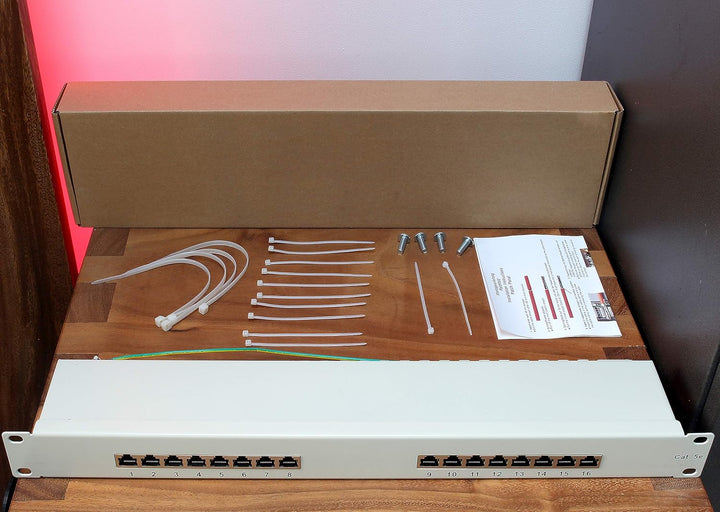 1aTTack.de 367454 Patchpanel CAT5e 16 Port weiss Verteilerfeld LSA+ Anschlusstechnik Netzwerk Vertei