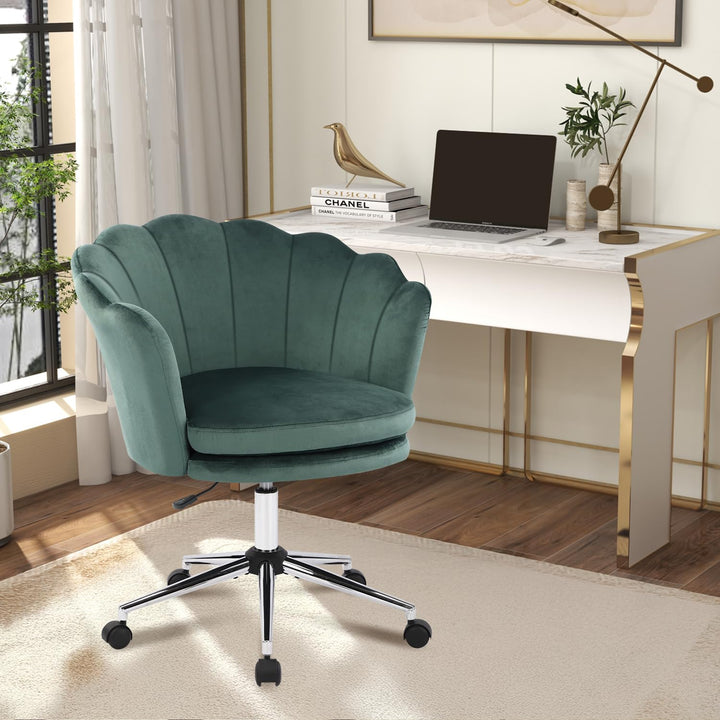 Bosmiller Schminktisch Stuhl aus Samt，Schreibtischstuhl mit Doppelter Polsterung，Bürostuhl Ergonomis