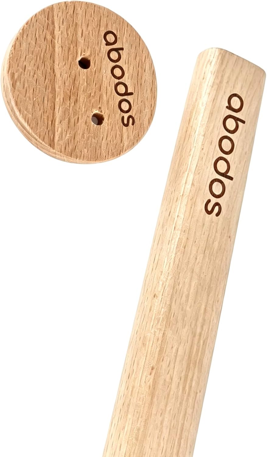 abodos Kleiderschrankstab, natürliche Buchenholz-Holzschleifungsstange mit 2 Halterung, Stütze und S