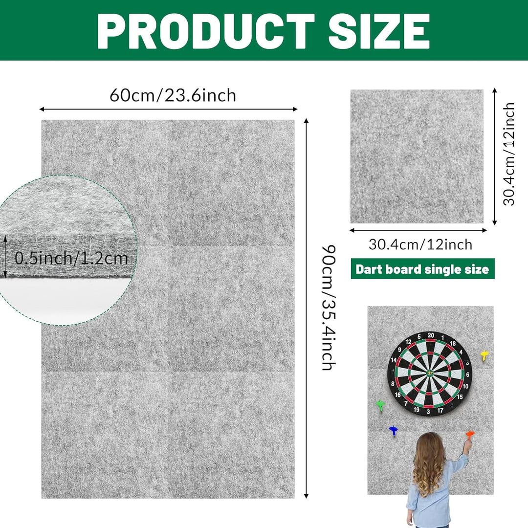 NEUSID 6 Stück Dart Wandschutz, Filz Dartboard Wandschutz Selbstklebend Gespleisst Dartscheibe Hinte