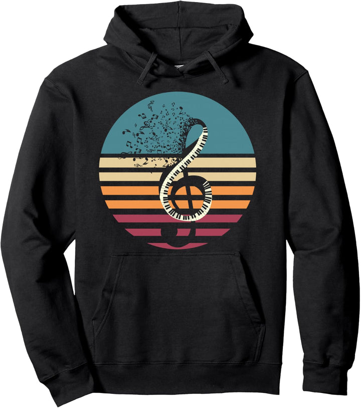 Violinschlüssel Retro Klavier Notenschlüssel Komponist Musik Pullover Hoodie