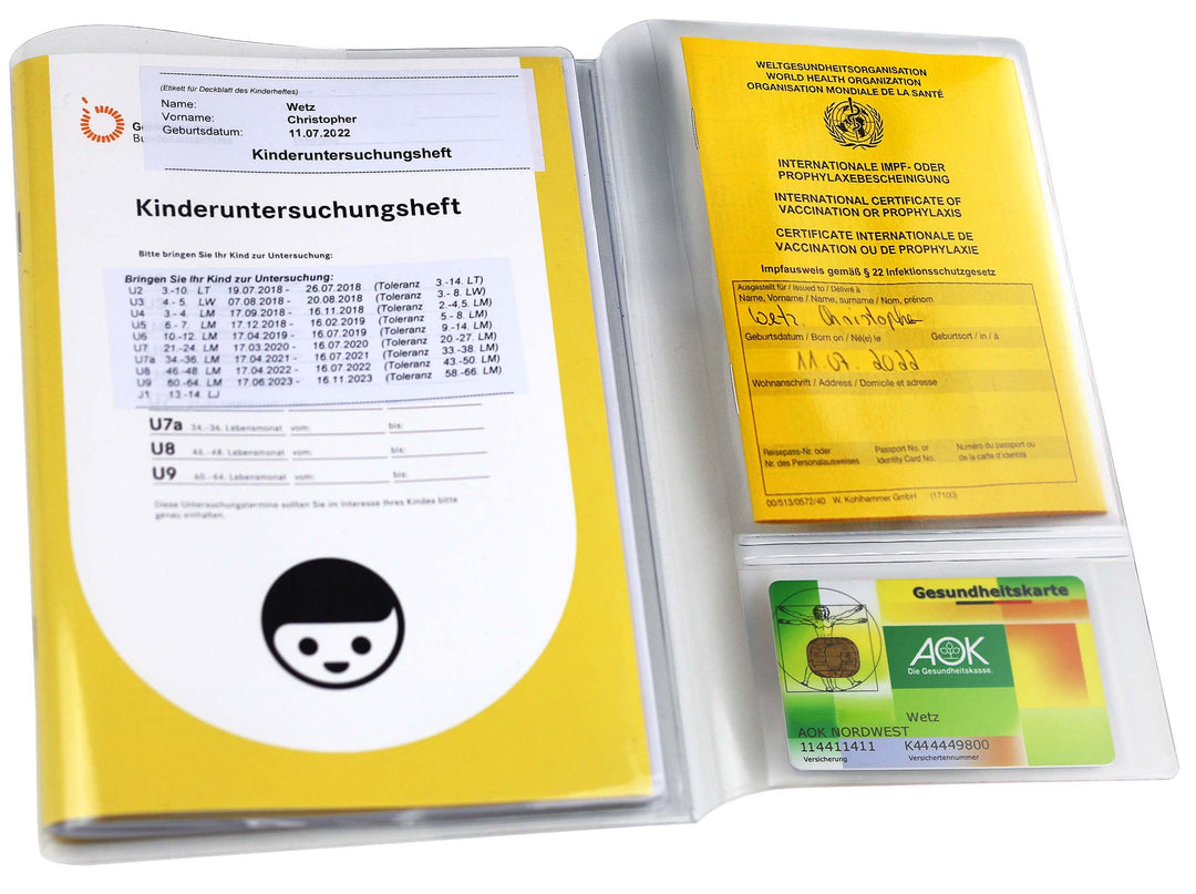 OLGS U-Heft Hüllen transparent 3-teilig | Uhefthüllen für Kinderuntersuchungsheft aus Kunststoff | S