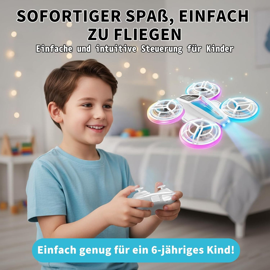 Carox Mini Drohne für Kinder mit Doppeltem LED-Licht, 360° Flip, Propellerschutz, RC Spielzeug Drohn