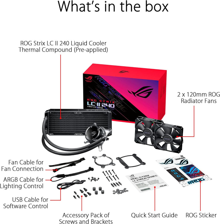 ASUS ROG STRIX LC II 240 All-in-One Flüssig-CPU-Wasserkühlung (Aura Sync, zwei adressierbare ROG 120