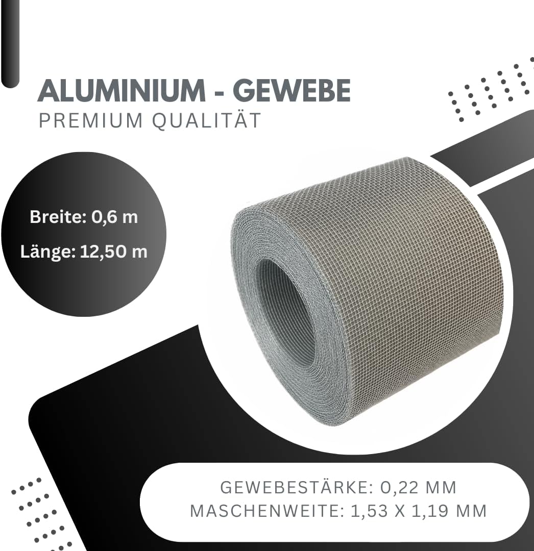Green Home Aluminium Gewebe Fliegengitter 12,5 m x 0,6 m Fliegenschutz Alunetz Gitter Lichtschacht 1
