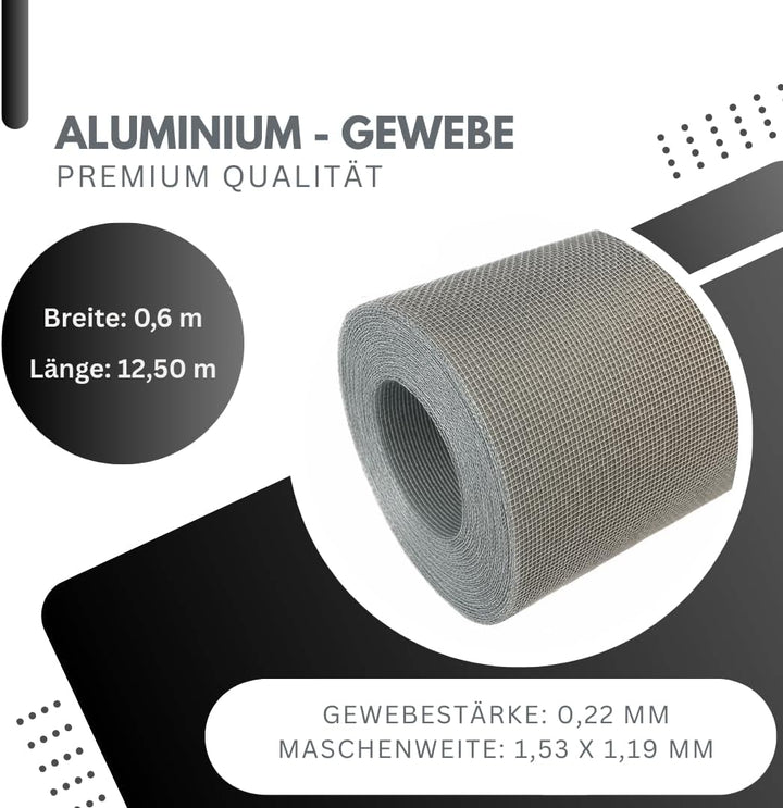 Green Home Aluminium Gewebe Fliegengitter 12,5 m x 0,6 m Fliegenschutz Alunetz Gitter Lichtschacht 1