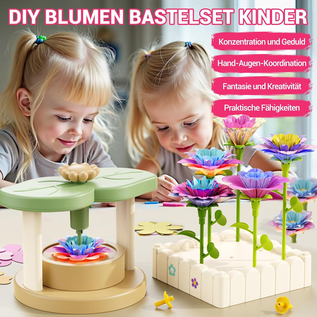 DIY Blumen Bastelset für Kinder ab 3 Jahren, Kunststoff Blumensträusse Basteln Spielzeug, Blumenpres