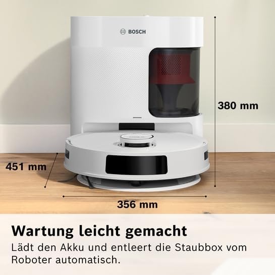 Bosch Smarter Saugroboter mit Wischfunktion Spotless Advanced + BCRD2W | Vision Objekterkennung, Ant