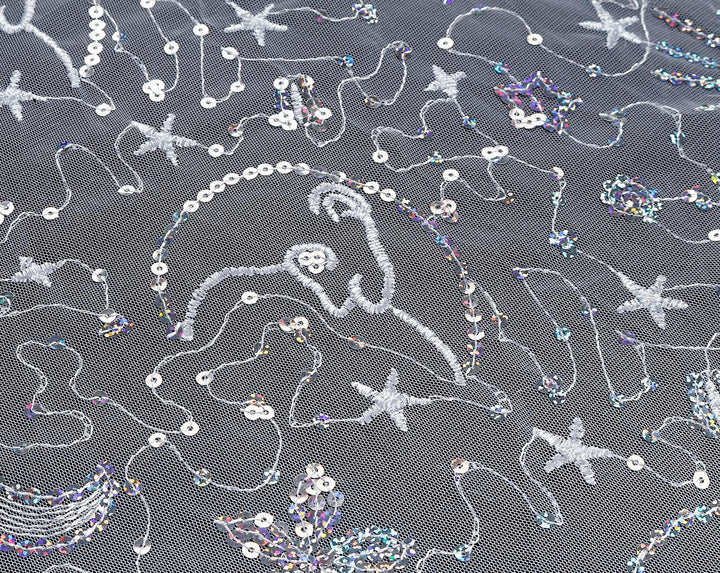 keland Damen Festlich Pailletten Umhang Schal Schultertuch Stola Tuch für Abendkleid A-weiss, A-weis