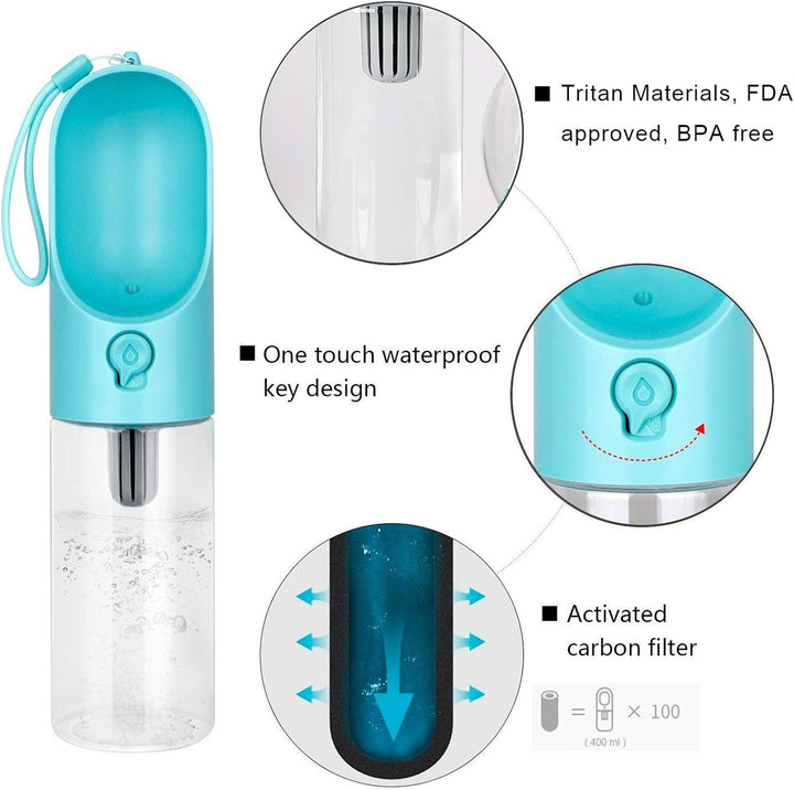 PETKIT P008 EVERSWEET Hundetrinkflasche für unterwegs, Leckdichte Outdoor Trinkflasche - 400ml Blau,