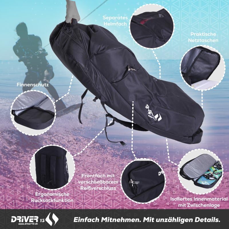 Driver13 ® Wakeboard-/Kiteboard-Tasche No. 02 mit Rucksacksystem