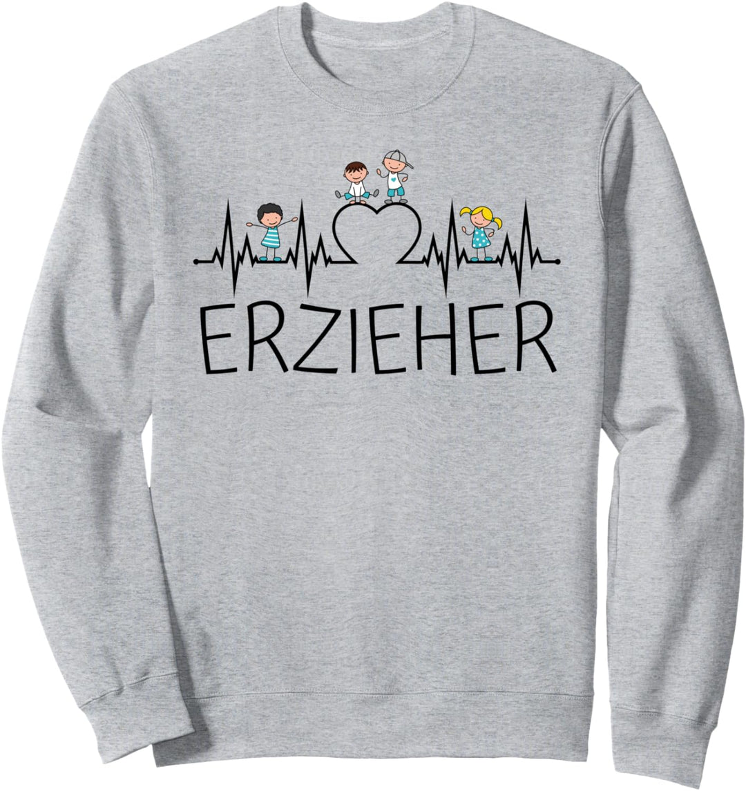 Erzieher Herzschlag Herz Kinder Kindergarten Kita Erzieherin Sweatshirt