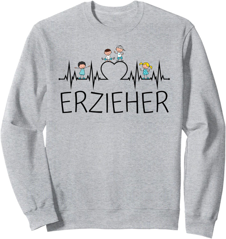 Erzieher Herzschlag Herz Kinder Kindergarten Kita Erzieherin Sweatshirt