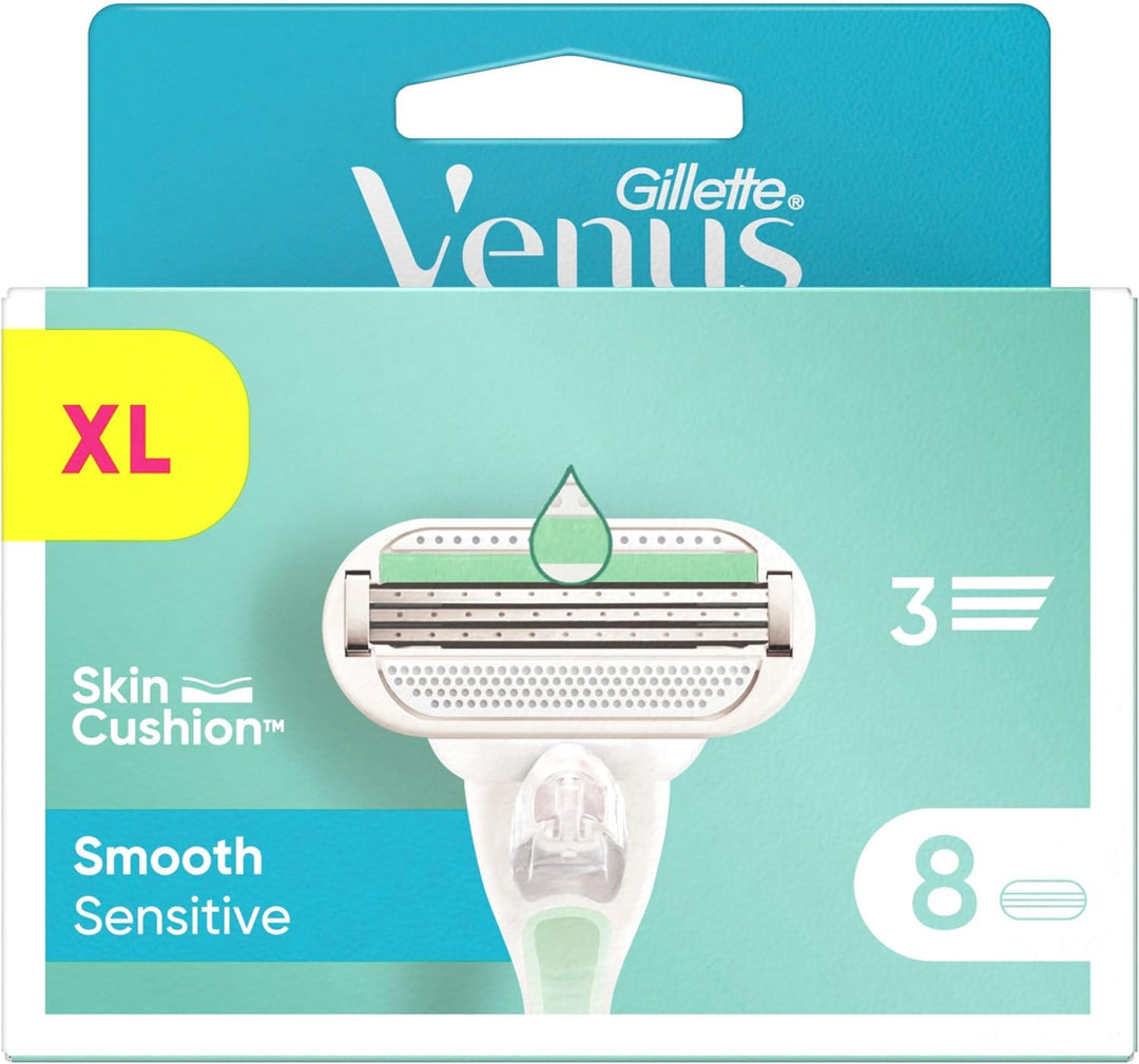 Gillette Venus Smooth Sensitive Rasierklingen für Rasierer Damen, 8 Ersatzklingen für Damenrasierer