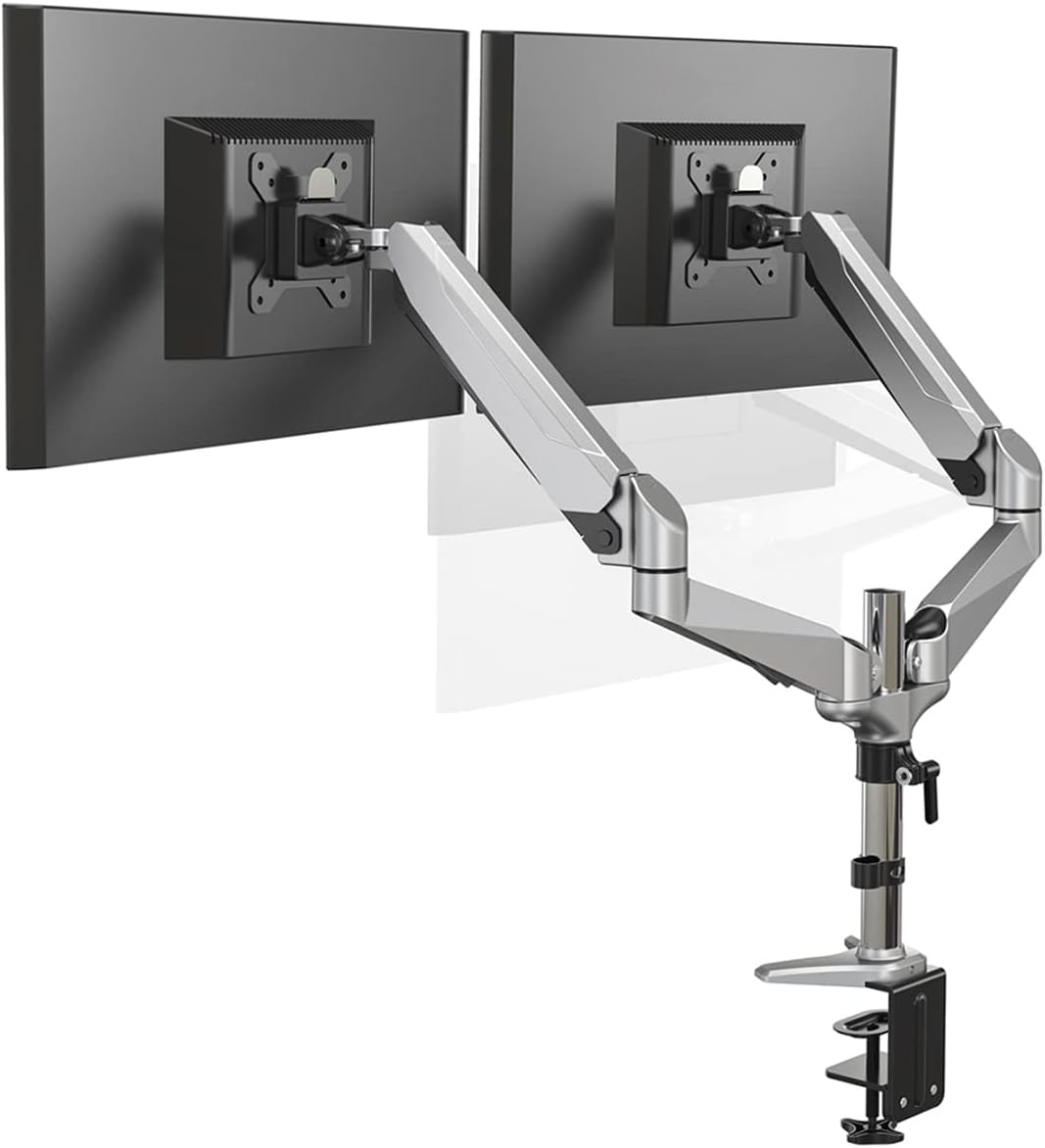 DIGITUS Monitorhalterung - Klemme & Gasdruckfeder - 2 Monitore - Bis 27 Zoll - Bis 2x 8 kg - VESA 75