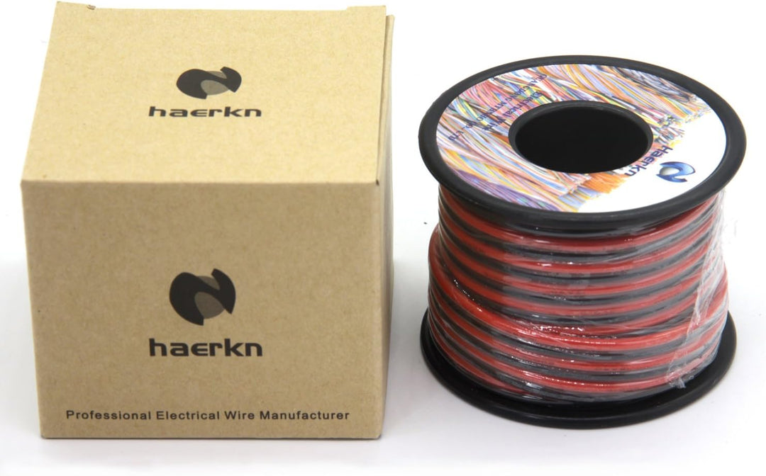 16 AWG Silikon-Elektrodraht, 2 Leiter, parallele Drahtlinie, 18,3 m, schwarz, 9 m, rot, 9 m, 16 Gaug