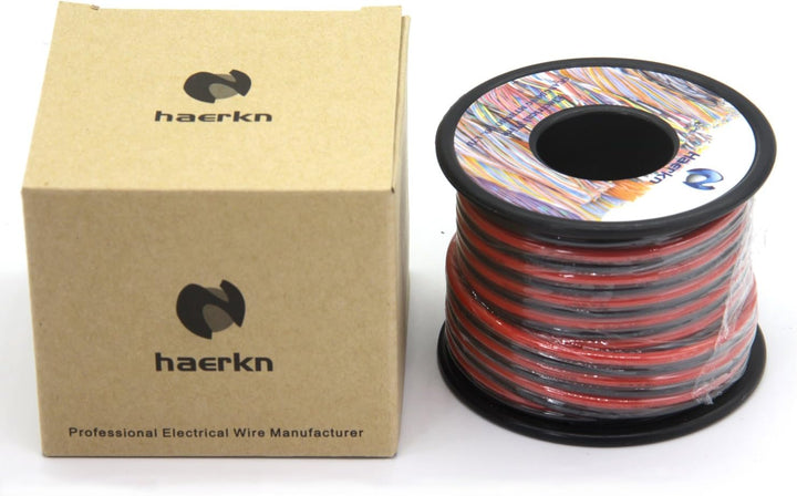 16 AWG Silikon-Elektrodraht, 2 Leiter, parallele Drahtlinie, 18,3 m, schwarz, 9 m, rot, 9 m, 16 Gaug