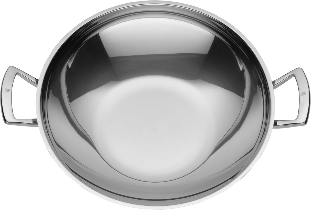 WMF Set 2-teilig Wok Induktion mit Glasdeckel 36 cm, Wokpfanne Induktion, Cromargan Edelstahl, spülm