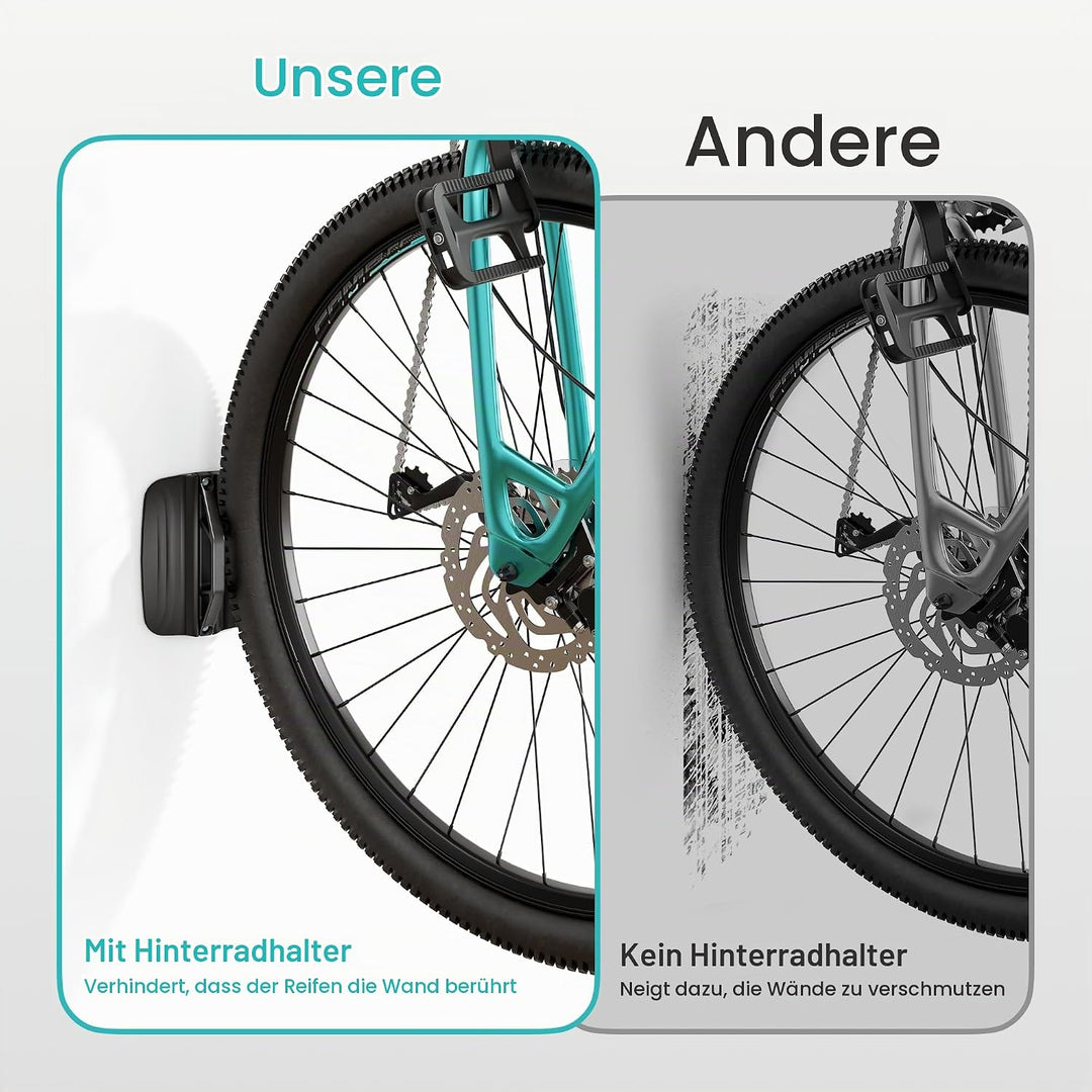 2er-Packung Fahrradhaken für die Garage, robuste, schwenkbare Wandhalterung für Fahrräder, Tragkraft