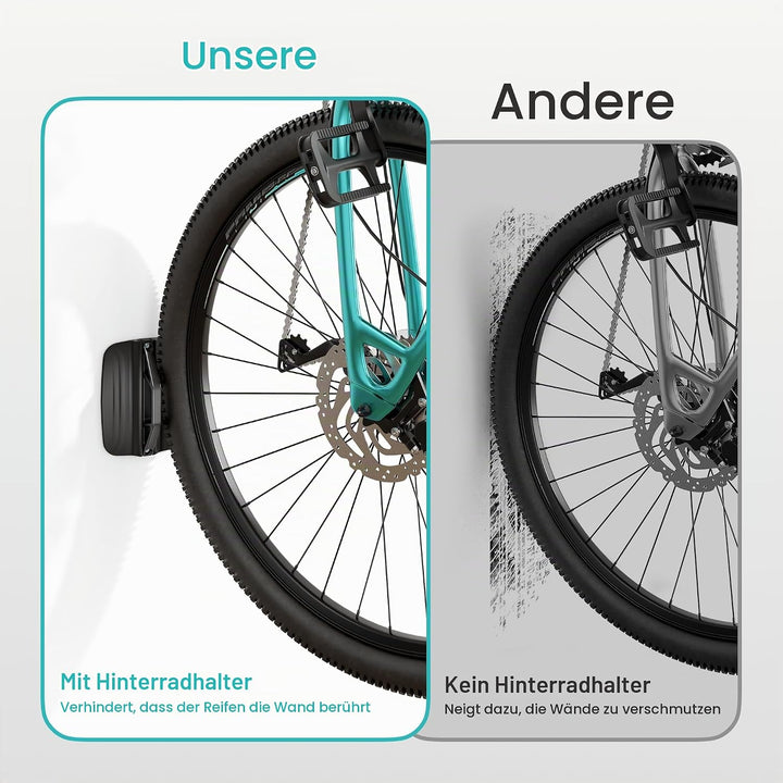 2er-Packung Fahrradhaken für die Garage, robuste, schwenkbare Wandhalterung für Fahrräder, Tragkraft
