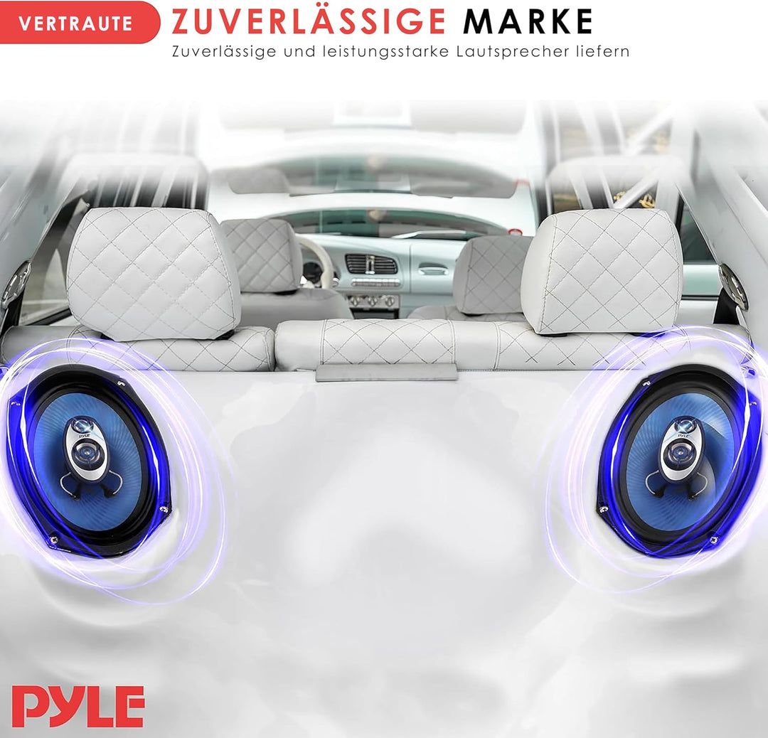 Pyle Auto Lautsprecher 6x8 Zoll 3 Wege Set 360W - Einbaulautsprecher Auto Kfz Lautsprecher mit Hocht