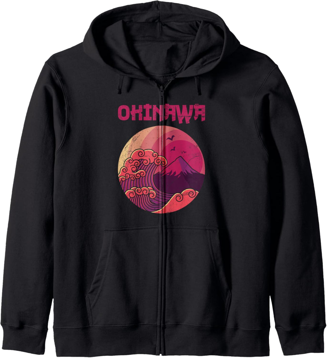 Retro Okinawa Grosse Welle Kanagawa Japan Kapuzenjacke