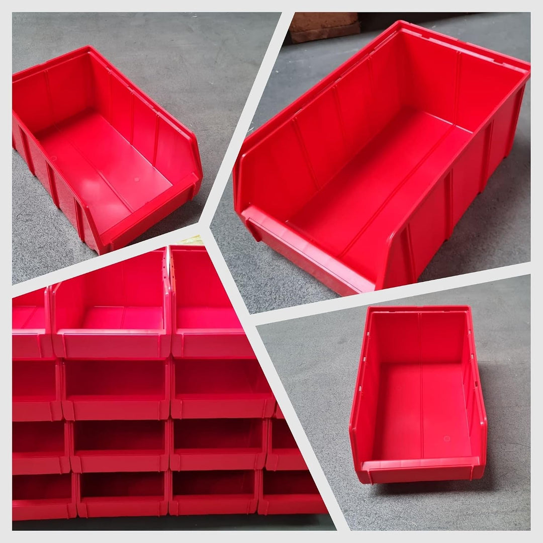 Rodopi 16er Set Stapelboxen, Grösse L | Sichtlagerkästen 335x209x152mm | Robuste Lagerboxen für Werk