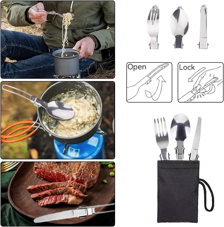 Camping Kochgeschirr Set, Tragbar Camping Geschirr Set Ultraleicht Camping Topf Pfanne Set klappbare