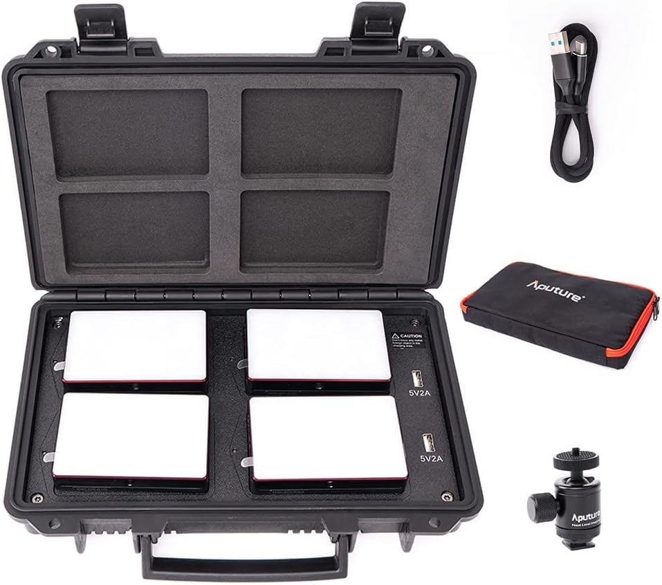 Aputure Amaran AL-MC 4-Light Travel Kit, RGBWW on Camera Video Light, 3200K-6500K, CRI/TLCI 96+, HSI