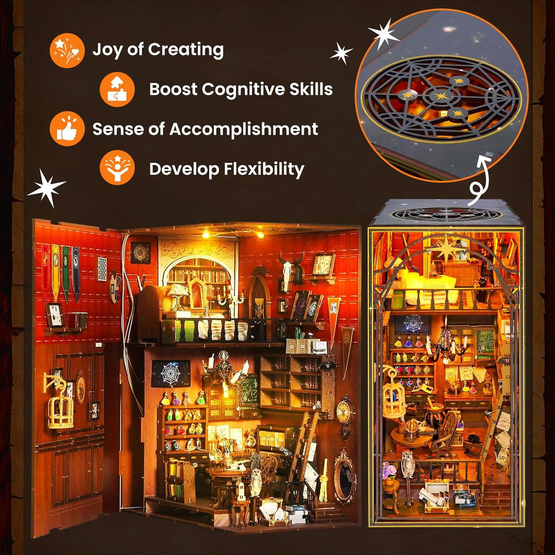 DIY Magical World Book Nook Kit & Dollhouse Craft Kits für Erwachsene DIY Miniature House mit Licht,