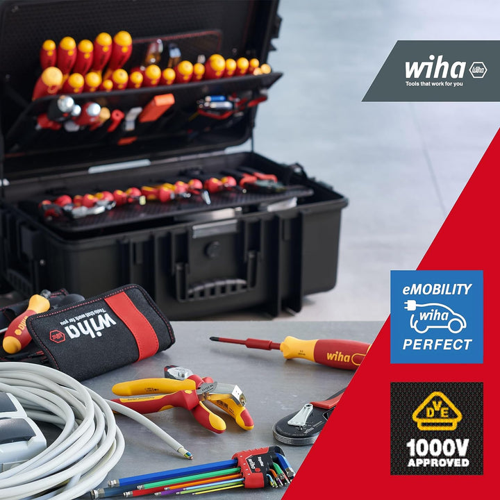Wiha Werkzeugkoffer Set XL eMobility für Hybrid-und Elektrofahrzeuge (44198),77 teilig