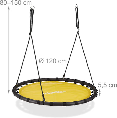Relaxdays Nestschaukel, runde Hängeschaukel, für Kinder & Erwachsene, verstellbar, draussen, Ø: 120