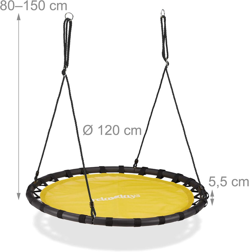 Relaxdays Nestschaukel, runde Hängeschaukel, für Kinder & Erwachsene, verstellbar, draussen, Ø: 120