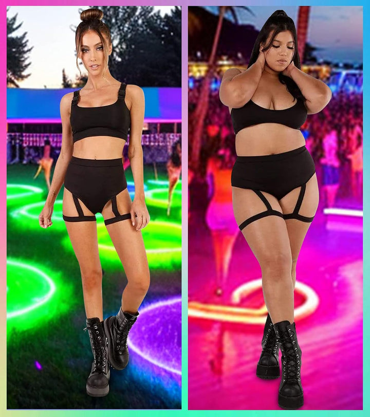 EVELUST Rave Booty Shorts für Damen – Hoch Taillierte Badeshorts Scrunch Sporthose Kurze Leggings Go