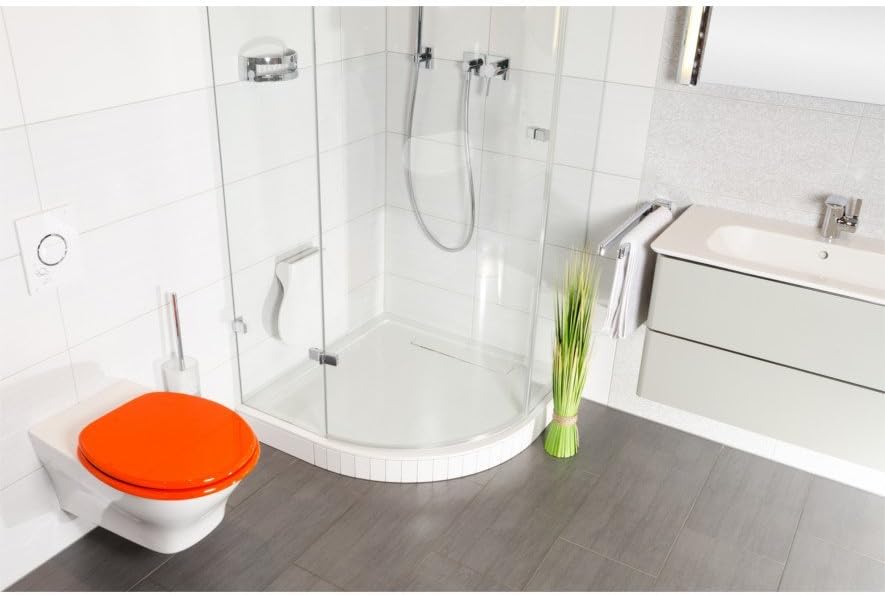 WC Sitz mit Absenkautomatik, hochwertige Oberfläche, einfache Montage, stabile Scharniere, Orange