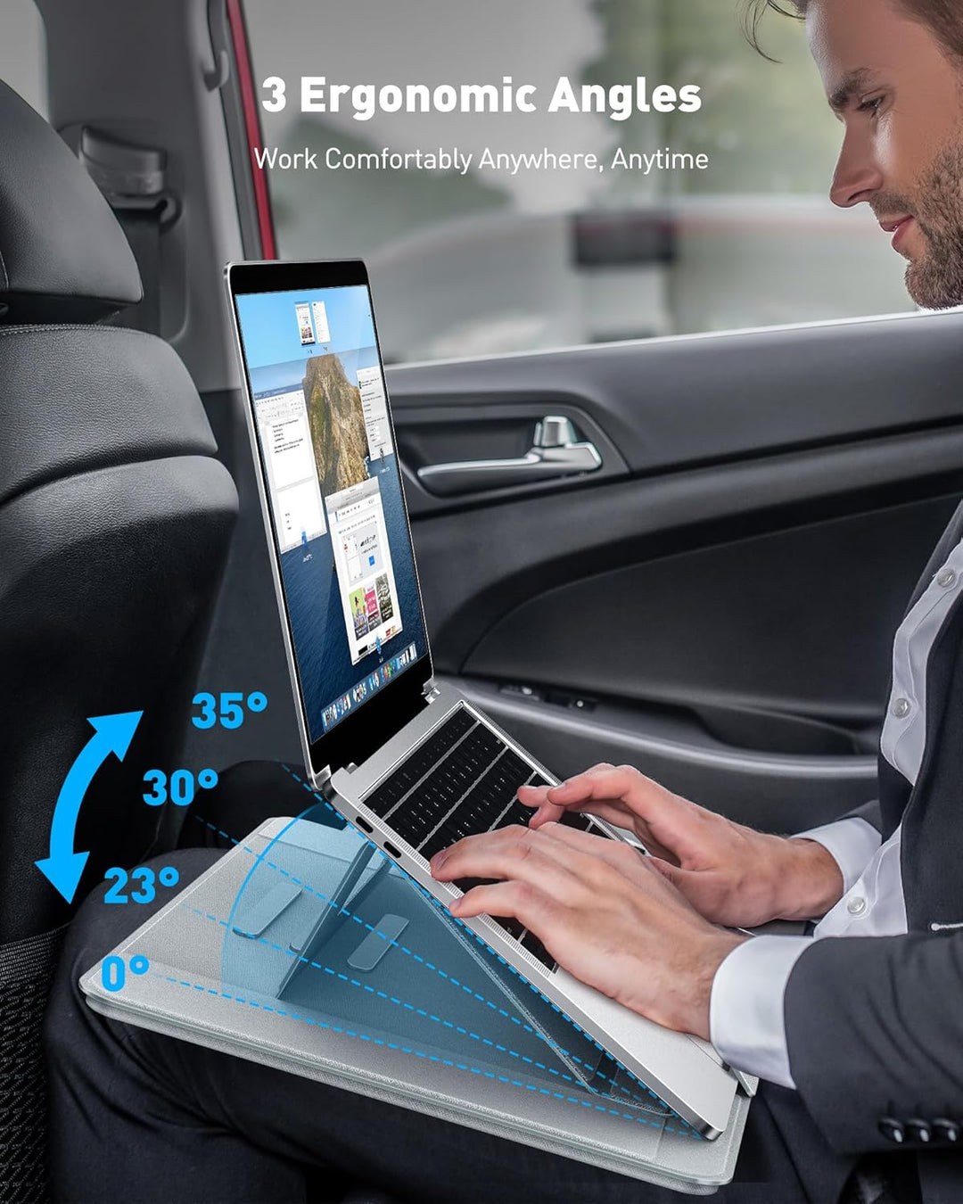 AboveTEK Laptop Schosstisch – ergonomischer Lapdesk mit Rutschfester Oberfläche, Heat Shield, Retrac