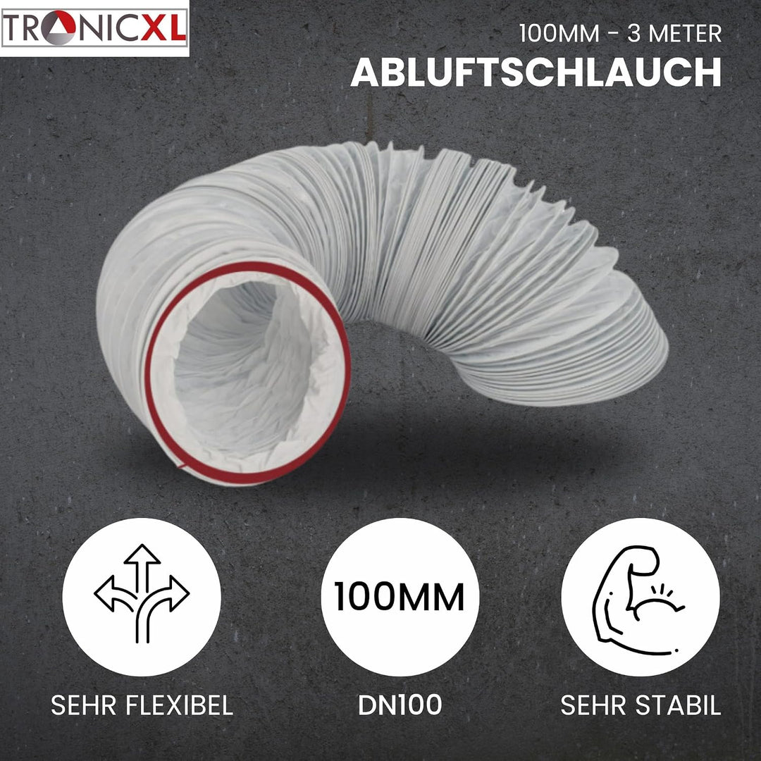 TronicXL Turbo Abluft Set Grow 100mm leise mit Aufhängung Belüftungsset für Growbox Aktivkohlefilter