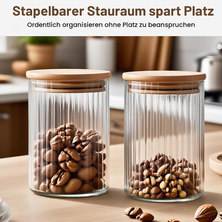 Aufbewahrungsgläser 7er Set 400ml - Vorratsgläser glas mit Deckel - Mottensichere Vorratsdosen Glas