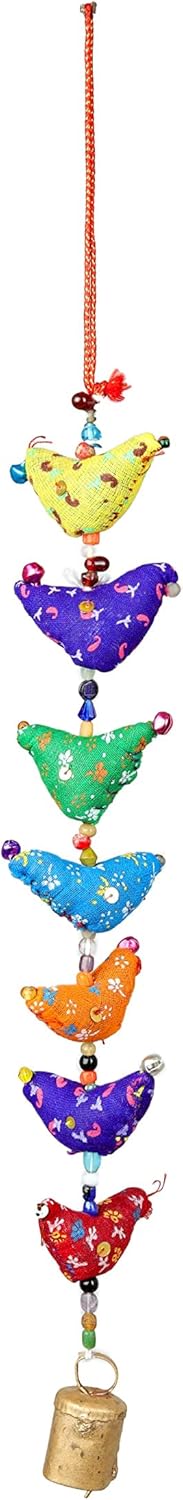 Set of 4 Door Hanging 7 Fabric Birds Tota String with Bell Hanging for Home Wall Hanging Temple Bedr